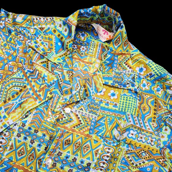 Sears Hawaii Other - Vintage 60s Sears Hawaiian Camp Shirt Mens Large Psychedelic Patchwork Thin READ